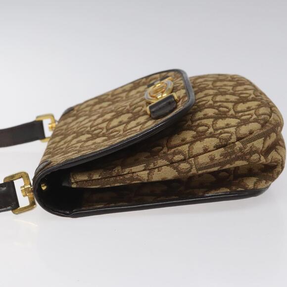 DIOR Trotter Canvas Shoulder Bag Brown Gold - Picture 5 of 12